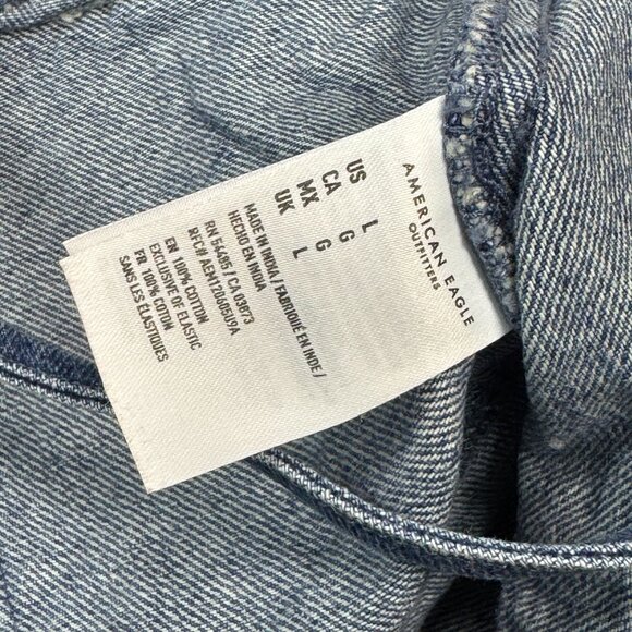 American Eagle Denim Ruffle Hem Cami Crop Top Smocked Back Y2K It-Girl Retro L - Picture 6 of 8